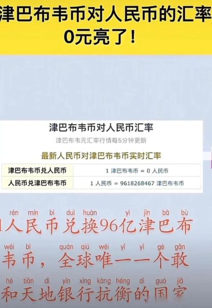 1块钱等于多少津巴布韦币?100块钱兑换津巴布韦币有多重?