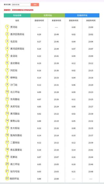 郑州2号线城郊线全程时间表（郑州地铁城郊线运行时间）